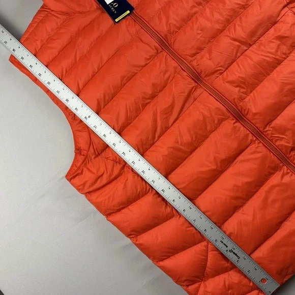 NEW Polo Ralph Lauren Mens XL Performance Full Zip Orange Puffer Vest With Tags - Picture 5 of 6
